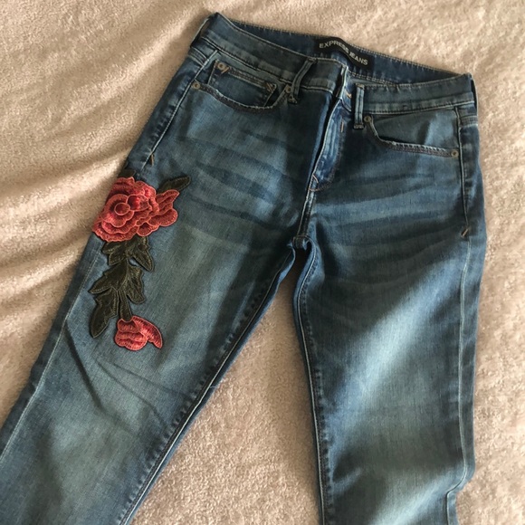 Express Floral Ankle Leggings Jeans - Picture 1 of 5